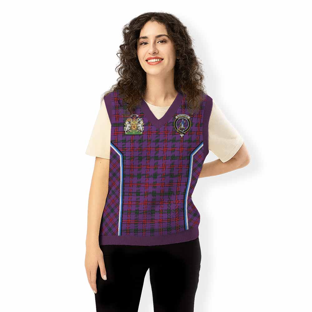 Montgomery Tartan Crest Knitted V-Neck Vest Scotland Coat of Arm Flag Style - Tartan Vibes Clothing