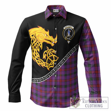 Montgomery Tartan Crest Long Sleeve Button Shirts Legendary Dragon Knot Half Style