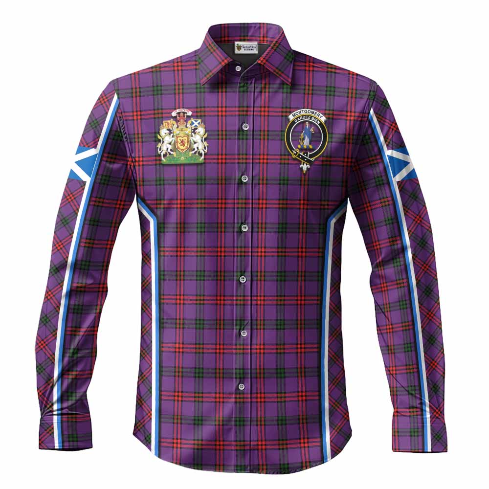 Montgomery Tartan Crest Long Sleeve Button Shirts Scotland Coat of Arm Flag Style - Tartan Vibes Clothing