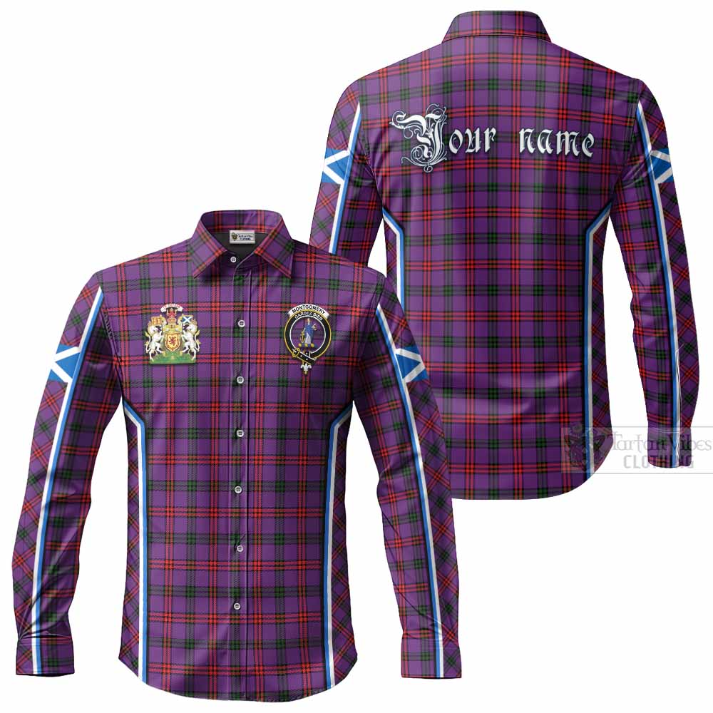 Montgomery Tartan Crest Long Sleeve Button Shirts Scotland Coat of Arm Flag Style - Tartan Vibes Clothing