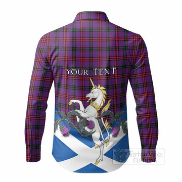 Montgomery Tartan Crest Long Sleeve Button Shirts Scottish Unicorn With Thistle
