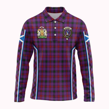 Montgomery Tartan Crest Long Sleeve Polo Shirt Scotland Coat of Arm Flag Style