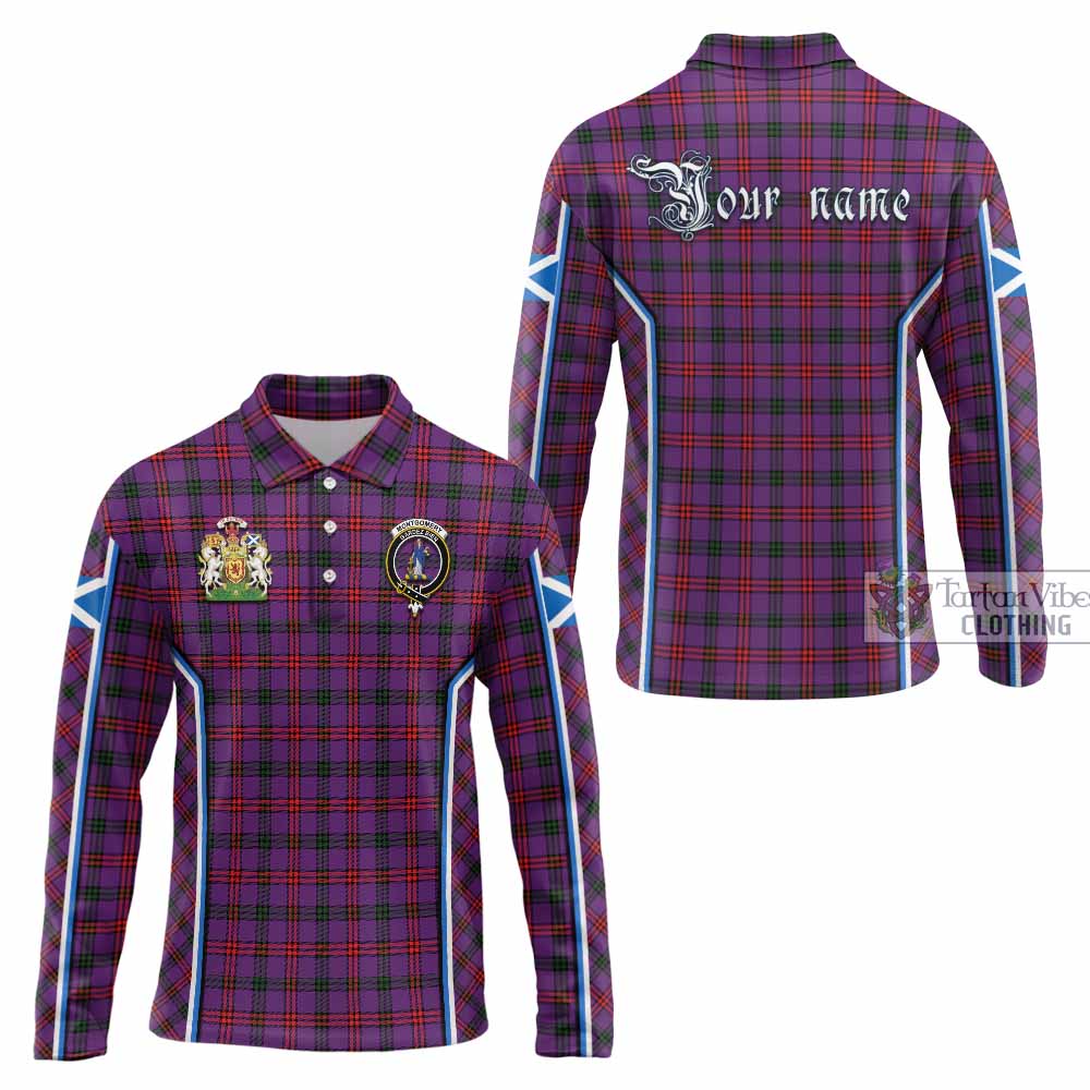 Montgomery Tartan Crest Long Sleeve Polo Shirt Scotland Coat of Arm Flag Style - Tartan Vibes Clothing