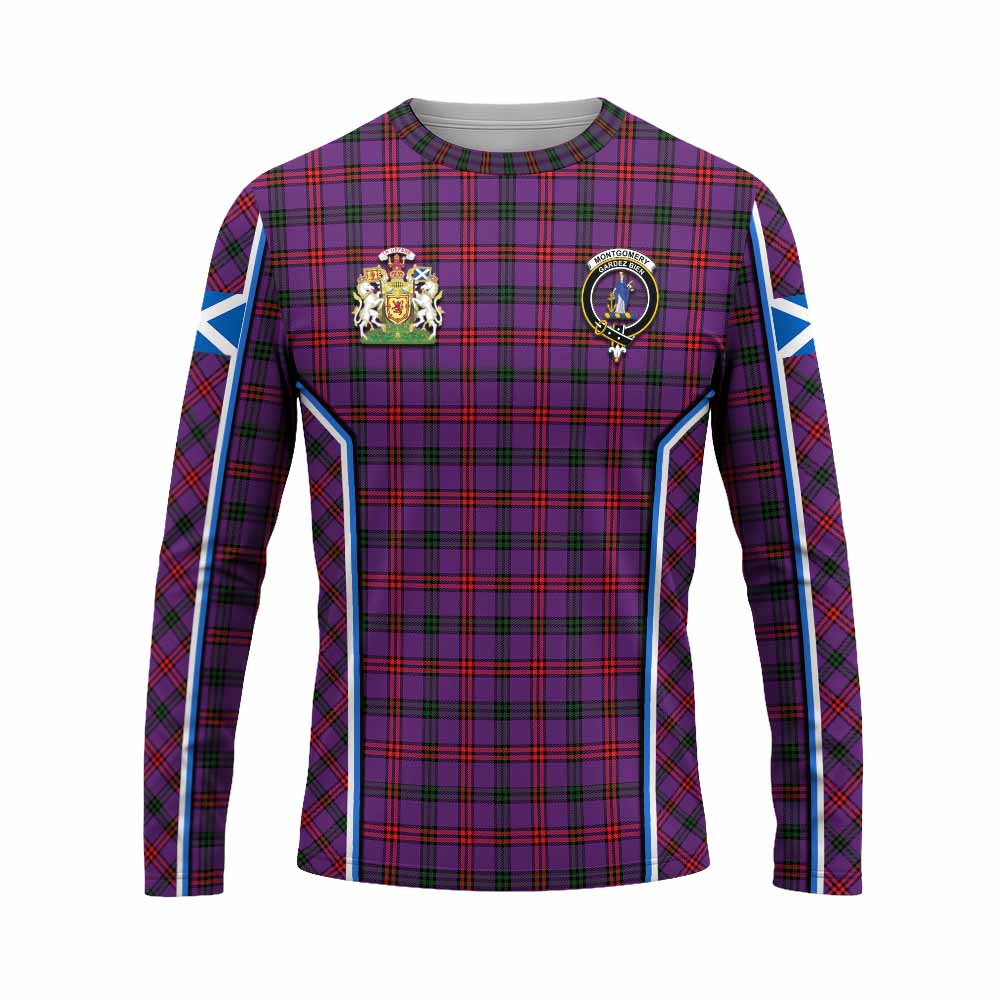 Montgomery Tartan Crest Long Sleeve T-Shirt Scotland Coat of Arm Flag Style - Tartan Vibes Clothing
