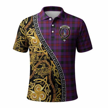 Montgomery Tartan Crest Polo Shirt Celtic Knot and Triple Trickle Spiral Symbols