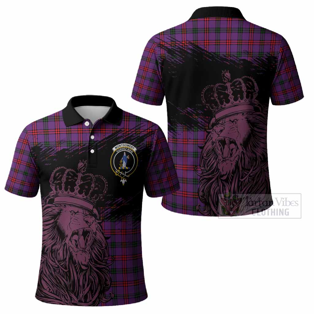 Montgomery Tartan Crest Polo Shirt Crowned Lion Heritage Style