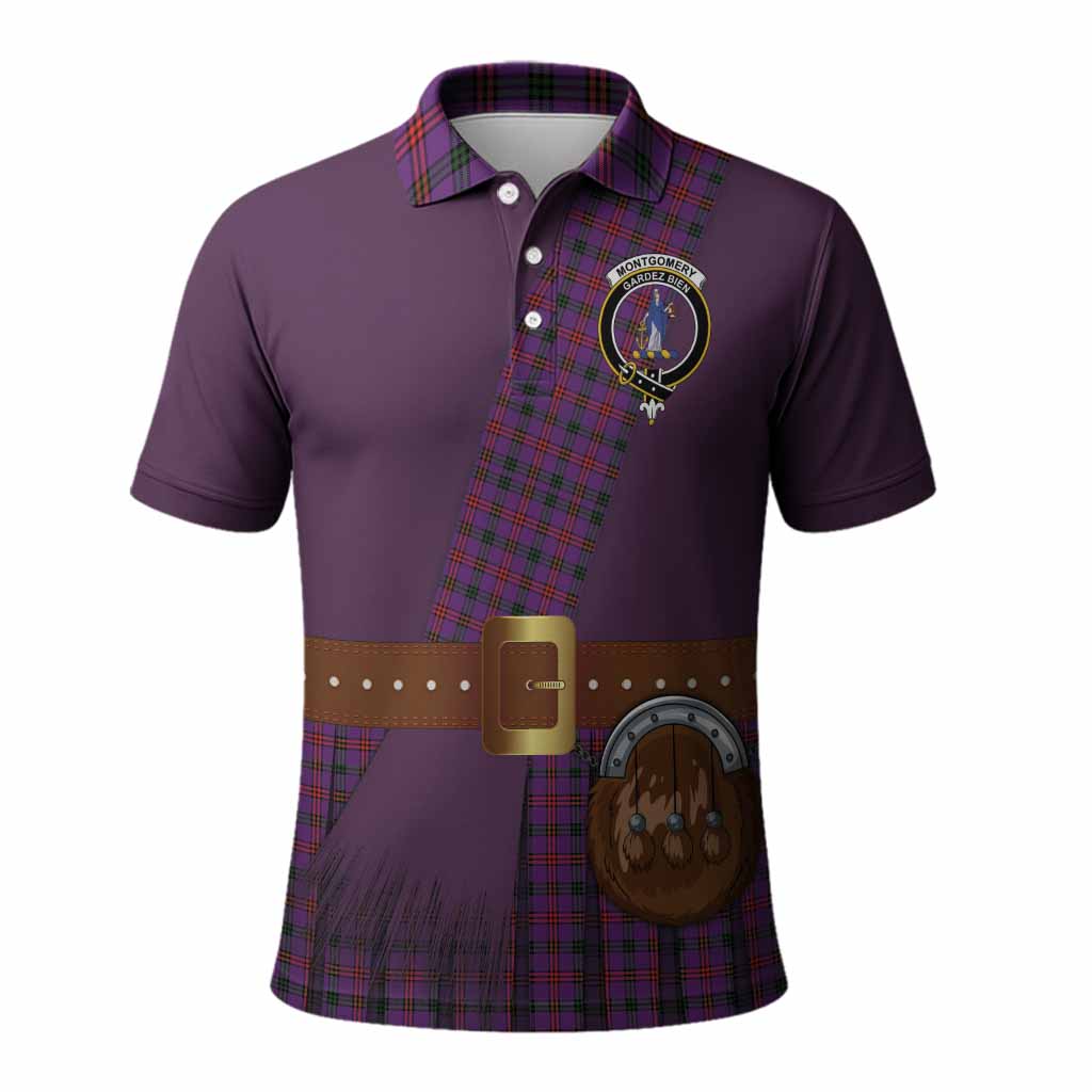 Montgomery Tartan Crest Polo Shirt Kilt Costume Style