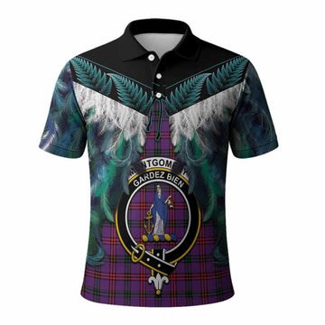 Montgomery Tartan Crest Polo Shirt New Zealand Maori Korowai Cloak