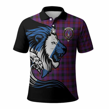 Montgomery Tartan Crest Polo Shirt Scottish Golden Lions Wave Flow