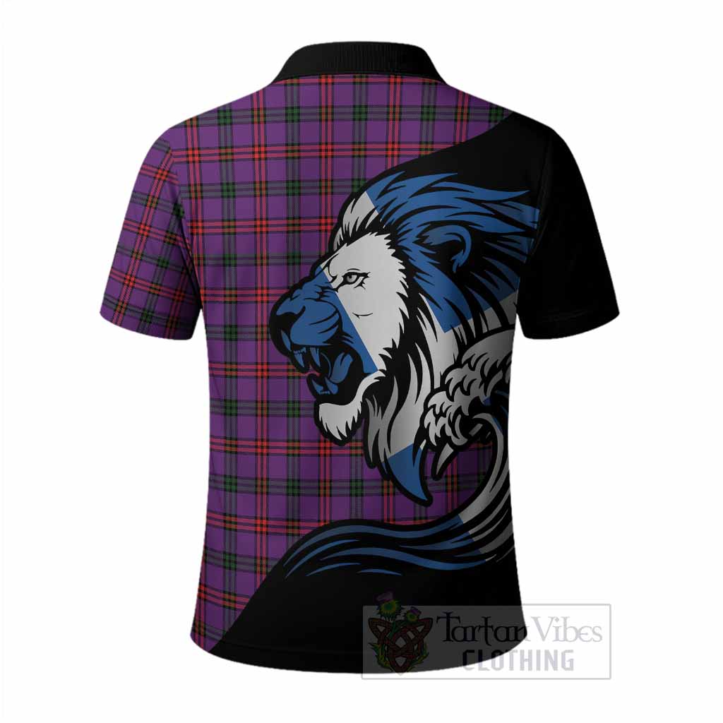 Montgomery Tartan Crest Polo Shirt Scottish Golden Lions Wave Flow