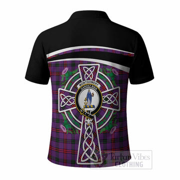 Montgomery Tartan Crest Polo Shirt Scottish Thistle Celtic Cross Alba Gu Brath