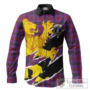 Montgomery Tartan Crest Scottish Long Sleeve Button Shirts Heraldic Golden Lion
