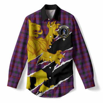 Montgomery Tartan Crest Scottish Women Casual Shirt Heraldic Golden Lion