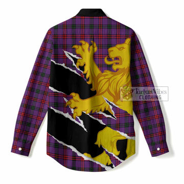 Montgomery Tartan Crest Scottish Women Casual Shirt Heraldic Golden Lion