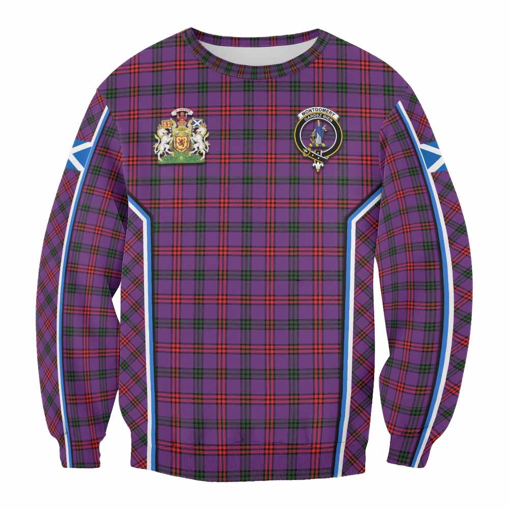 Montgomery Tartan Crest Sweatshirt Scotland Coat of Arm Flag Style - Tartan Vibes Clothing
