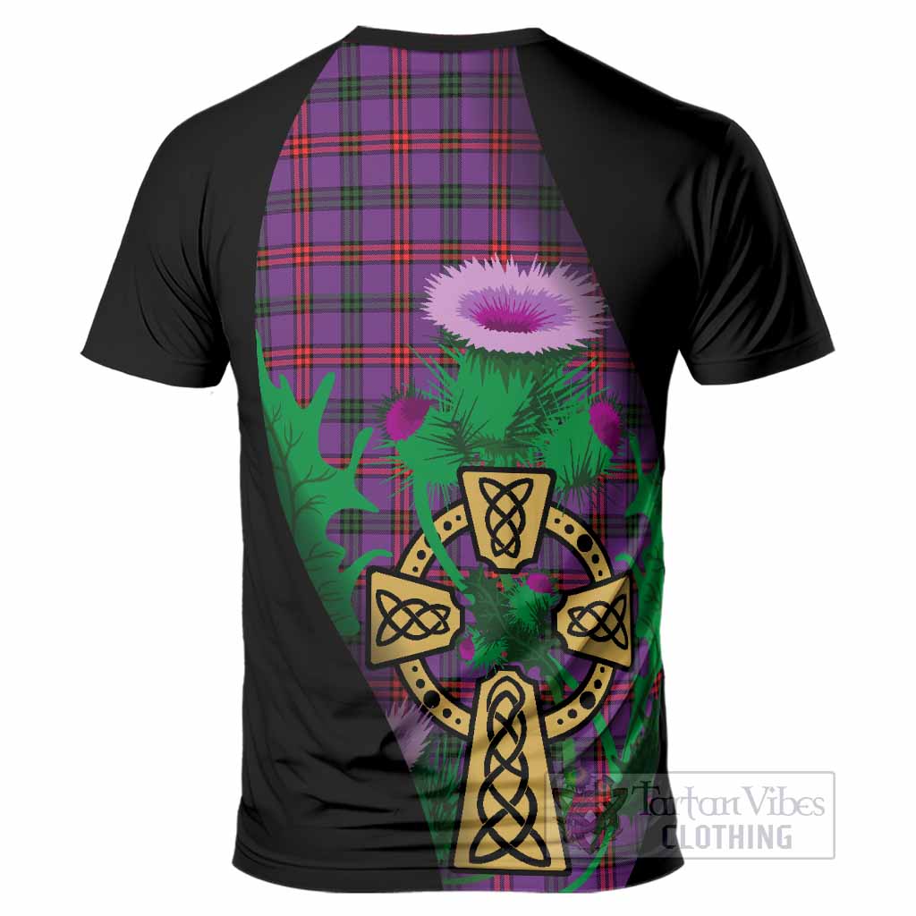 Montgomery Tartan Crest T-Shirt Celtic Cross Thistle Flowers