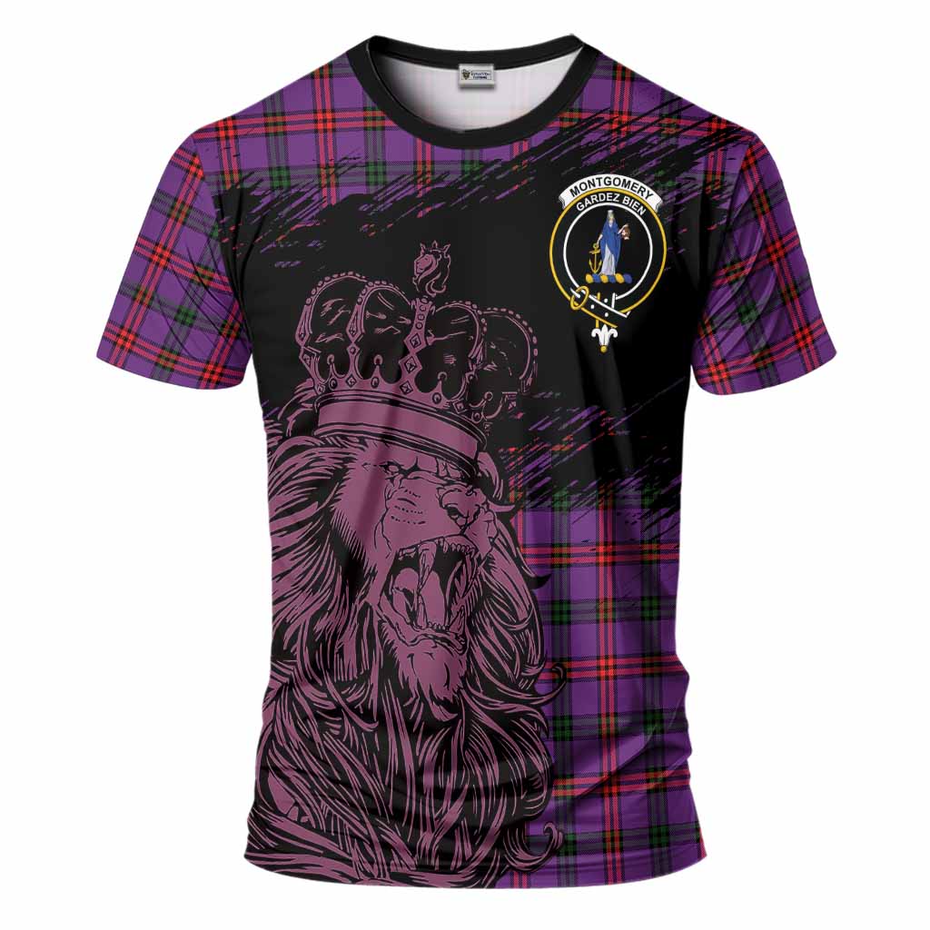Montgomery Tartan Crest T-Shirt Crowned Lion Heritage Style