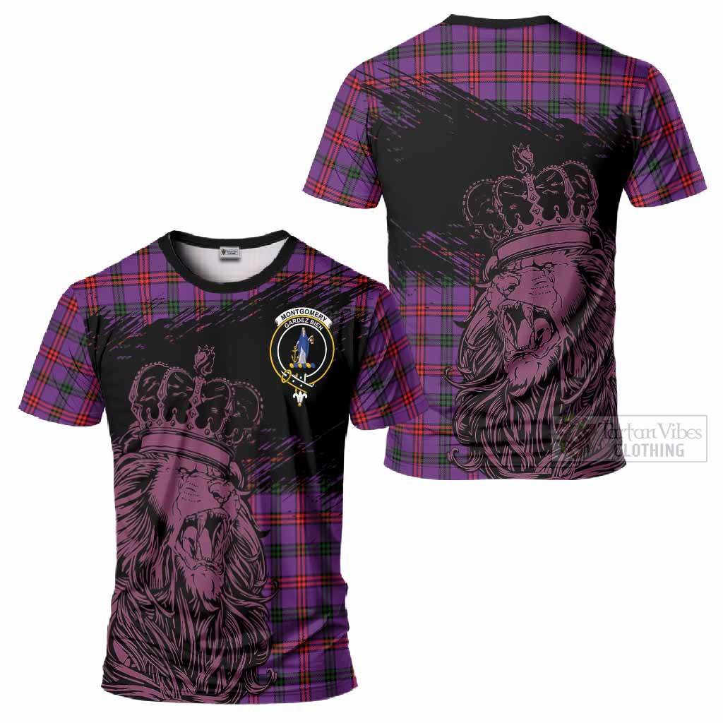 Montgomery Tartan Crest T-Shirt Crowned Lion Heritage Style