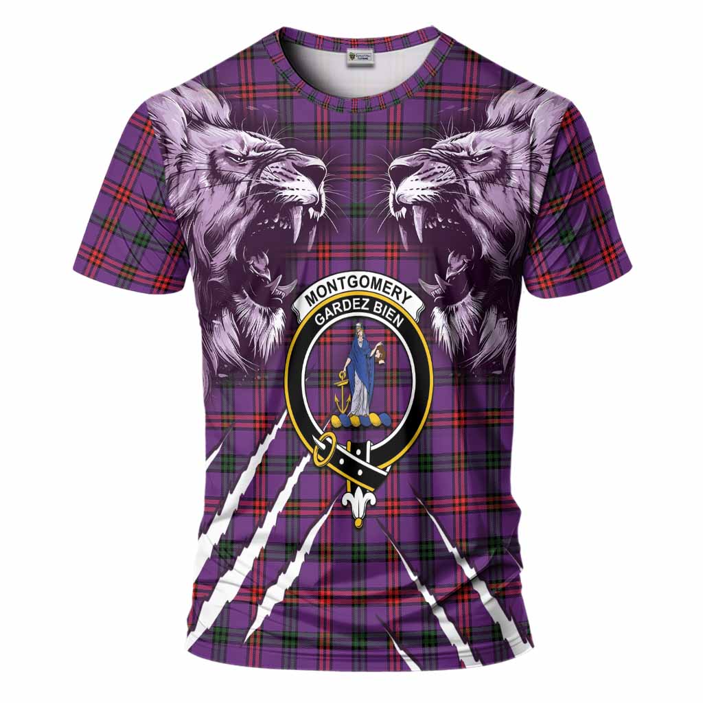Montgomery Tartan Crest T-Shirt Ferocious Lion Style