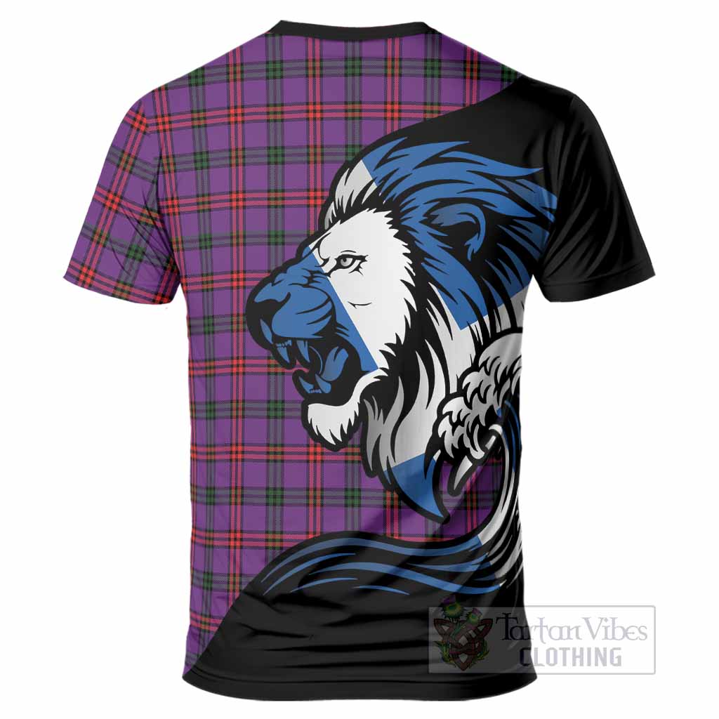 Montgomery Tartan Crest T-Shirt Scottish Golden Lions Wave Flow