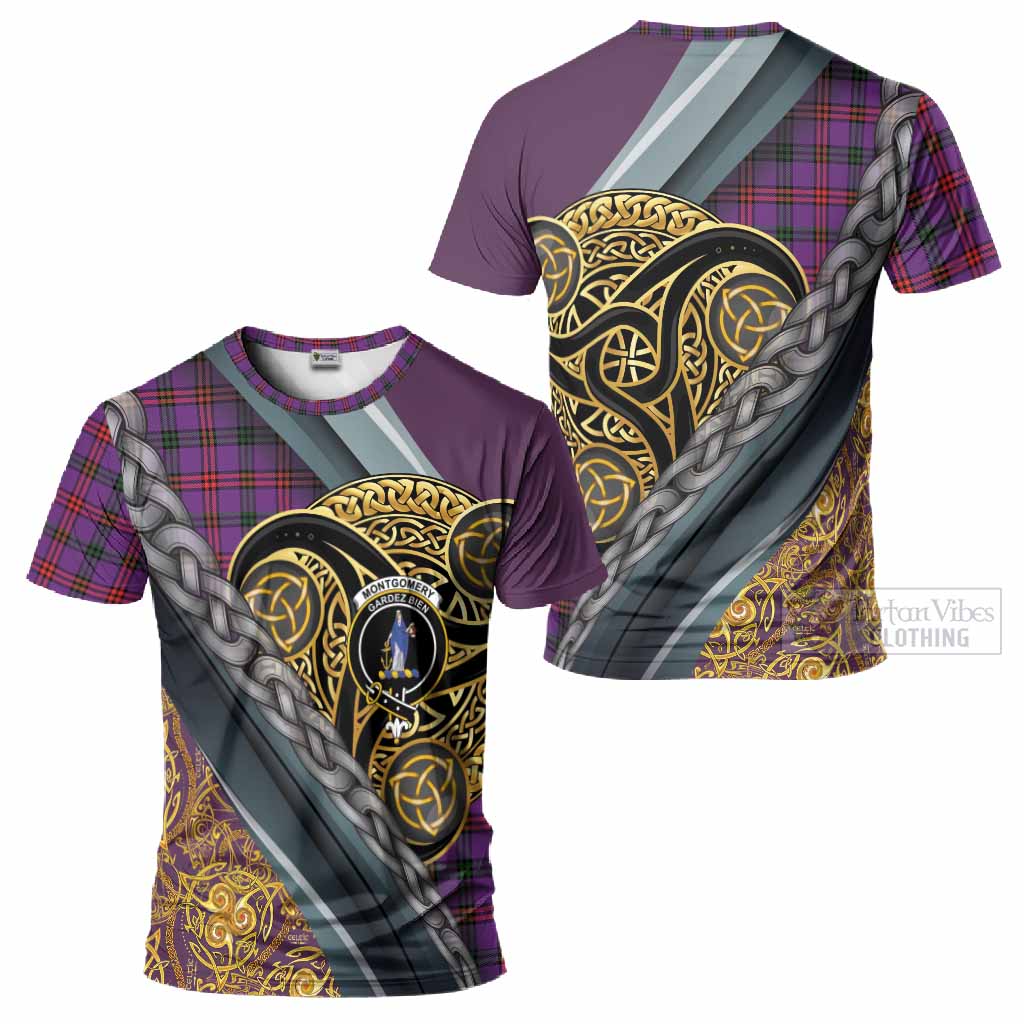 Montgomery Tartan Crest T-Shirt Scottish Triskele Celtic
