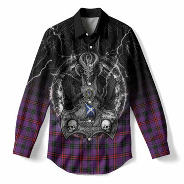 Montgomery Tartan Crest Women Casual Shirt Celtic Odin's Raven Legacy