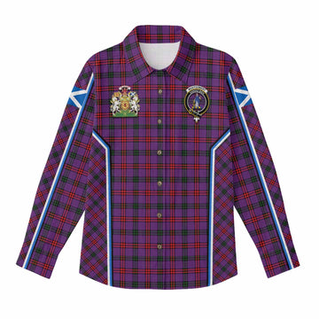 Montgomery Tartan Crest Women Casual Shirt Scotland Coat of Arm Flag Style