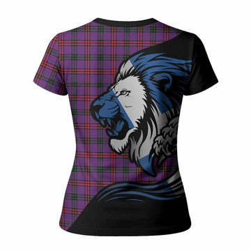 Montgomery Tartan Crest Women T shirt Scottish Golden Lions Wave Flow