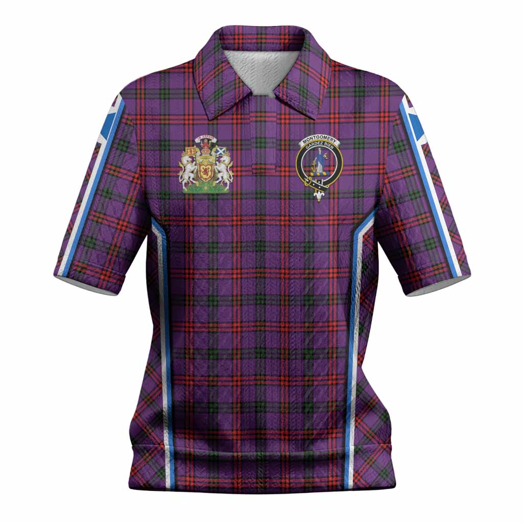 Montgomery Tartan Crest Women’s Polo Sweater Top Scotland Coat of Arm Flag Style