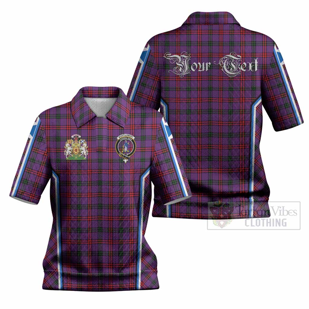 Montgomery Tartan Crest Women’s Polo Sweater Top Scotland Coat of Arm Flag Style