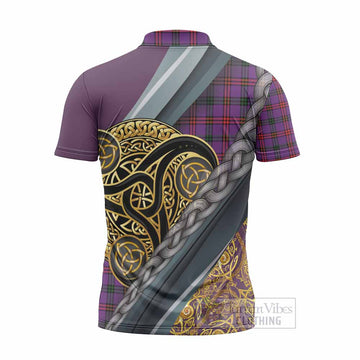 Montgomery Tartan Crest Zipper Polo Shirt Scottish Triskele Celtic
