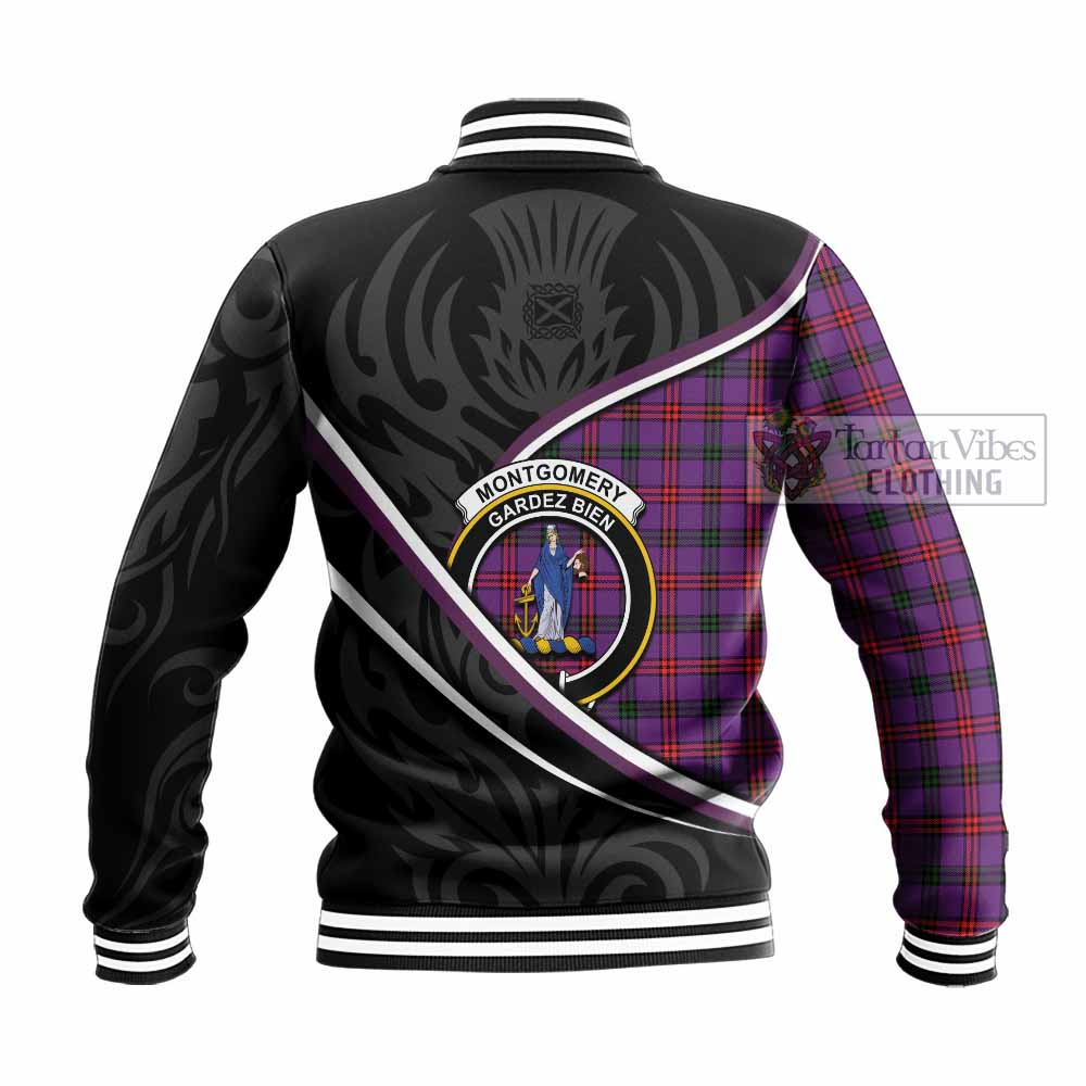 Montgomery Tartan Family Crest Baseball Jacket Celtic Scottish Thistle Floral - Tartan Vibes Clothing