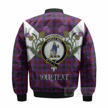 Montgomery Tartan Family Crest Bomber Jacket Scottish Burns Night Thistle Floral