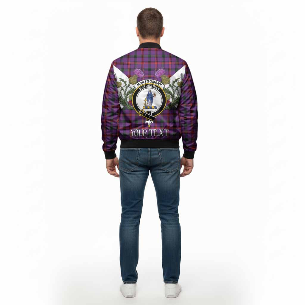 Montgomery Tartan Family Crest Bomber Jacket Scottish Burns Night Thistle Floral