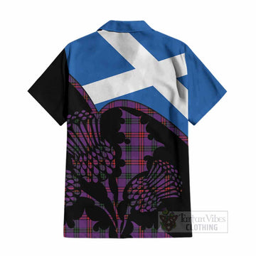 Montgomery Tartan Family Crest Cotton Hawaiian Shirt Scotland Thistle Floral Flag Style