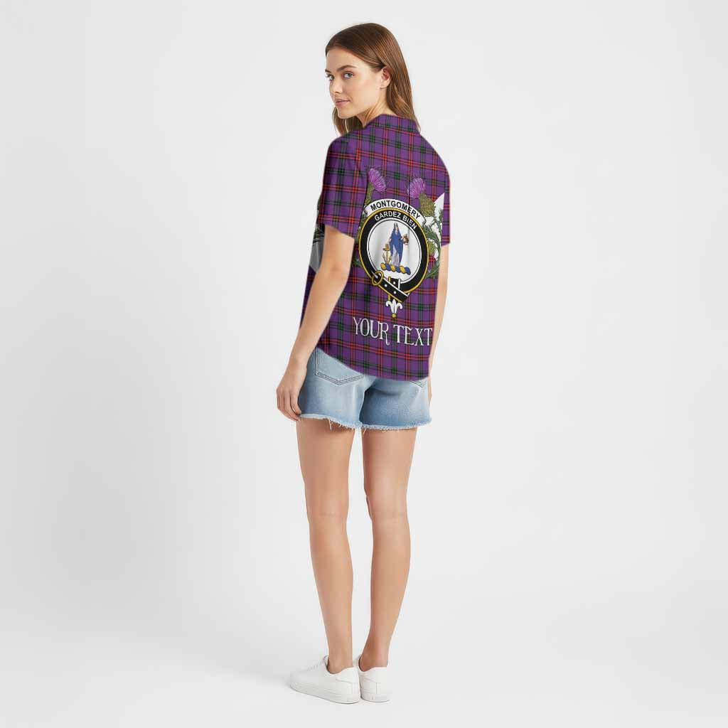 Montgomery Tartan Family Crest Cotton Hawaiian Shirt Scottish Burns Night Thistle Floral