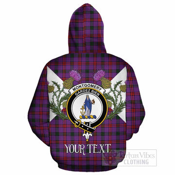 Montgomery Tartan Family Crest Cotton Hoodie Scottish Burns Night Thistle Floral