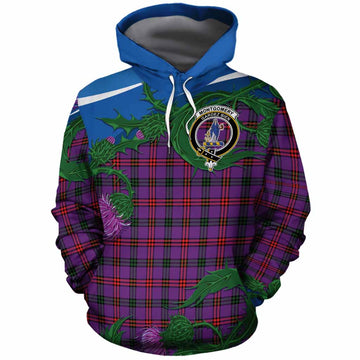 Montgomery Tartan Family Crest Cotton Hoodie Thistle in Minimalism