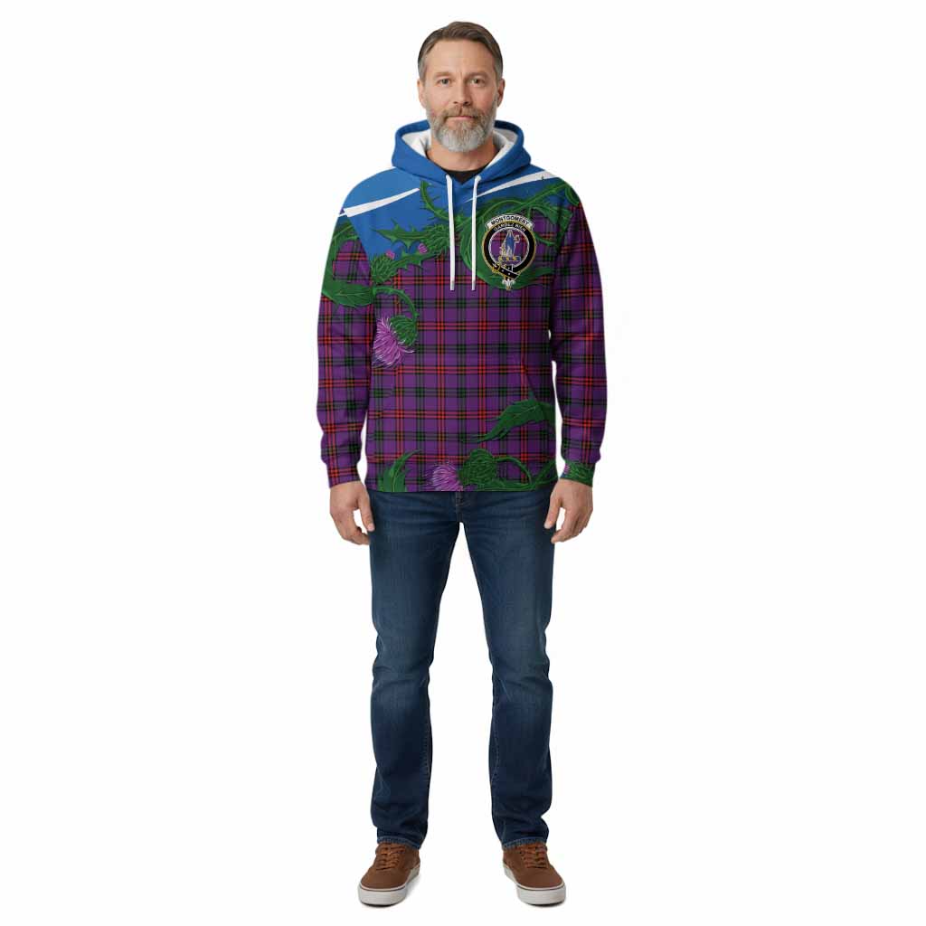 Montgomery Tartan Family Crest Cotton Hoodie Thistle in Minimalism