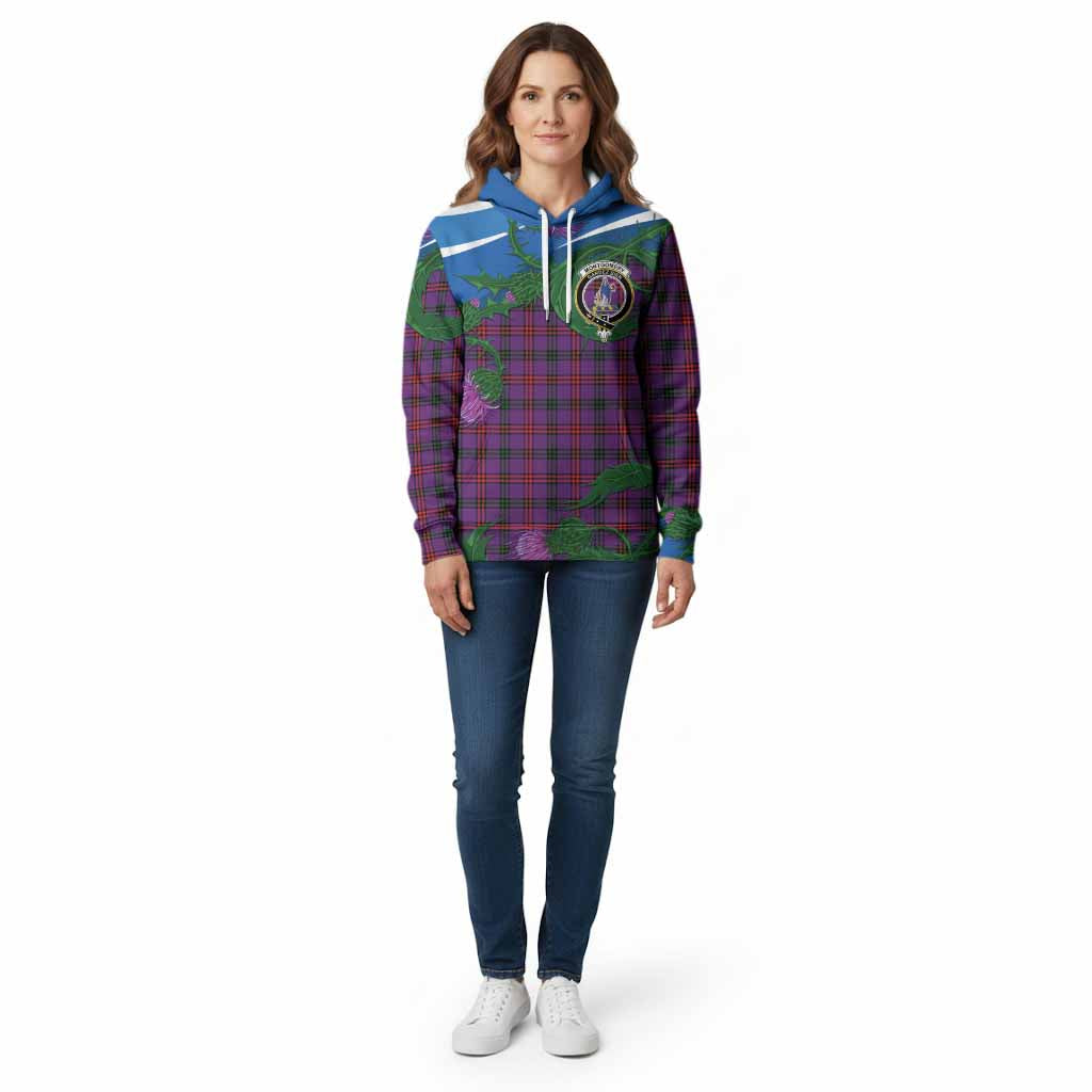 Montgomery Tartan Family Crest Cotton Hoodie Thistle in Minimalism