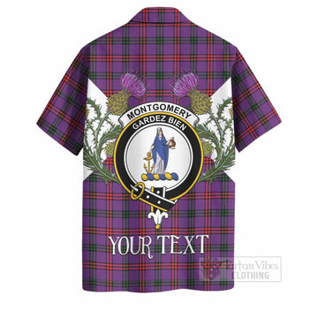 Montgomery Tartan Family Crest Hawaiian Shirt Scottish Burns Night Thistle Floral