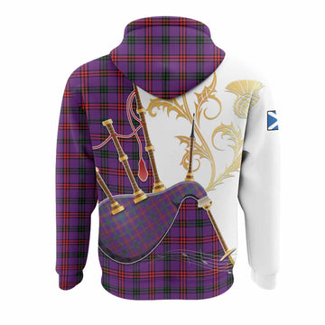 Montgomery Tartan Family Crest Hoodie Bagpipes with Scottish Thistle