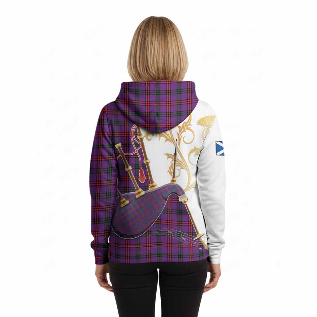 Montgomery Tartan Family Crest Hoodie Bagpipes with Scottish Thistle