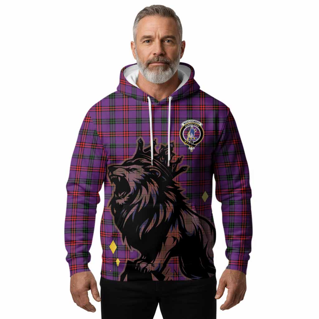 Montgomery Tartan Family Crest Hoodie Crowned Lion Roaring