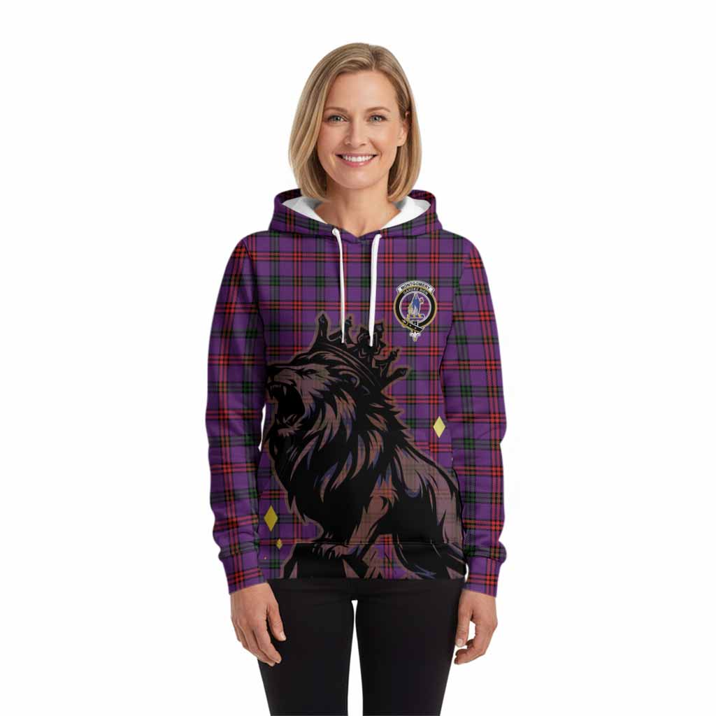 Montgomery Tartan Family Crest Hoodie Crowned Lion Roaring