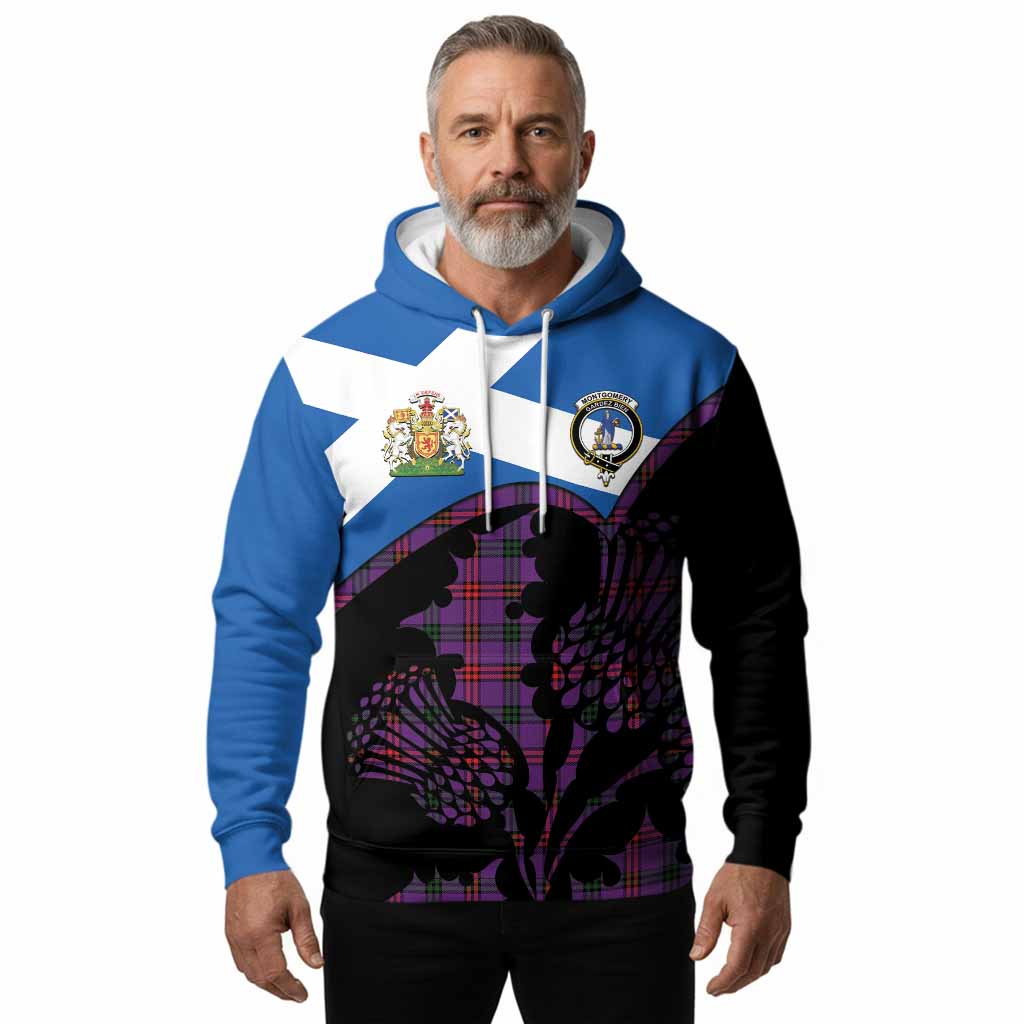 Montgomery Tartan Family Crest Hoodie Scotland Thistle Floral Flag Style