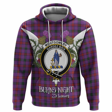 Montgomery Tartan Family Crest Hoodie Scottish Burns Night Thistle Floral