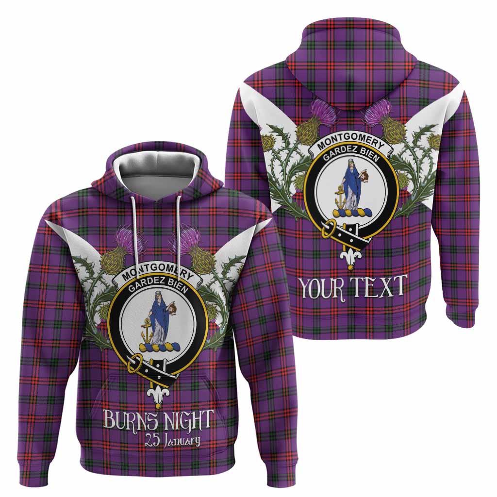 Montgomery Tartan Family Crest Hoodie Scottish Burns Night Thistle Floral