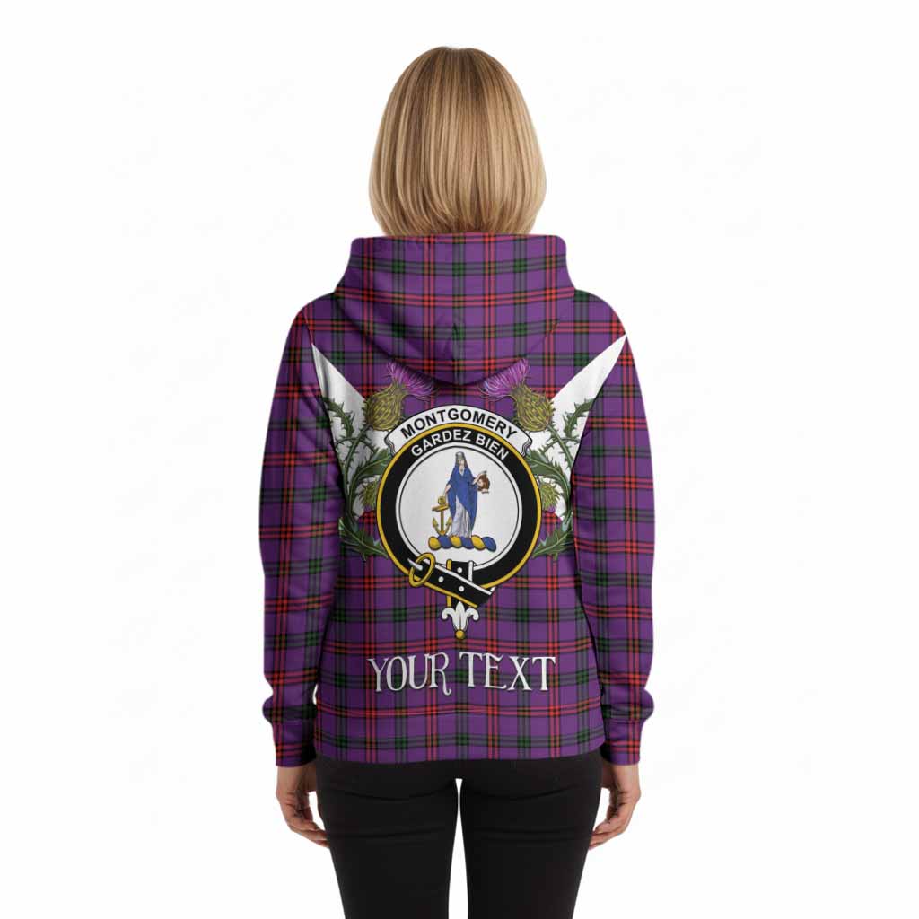 Montgomery Tartan Family Crest Hoodie Scottish Burns Night Thistle Floral