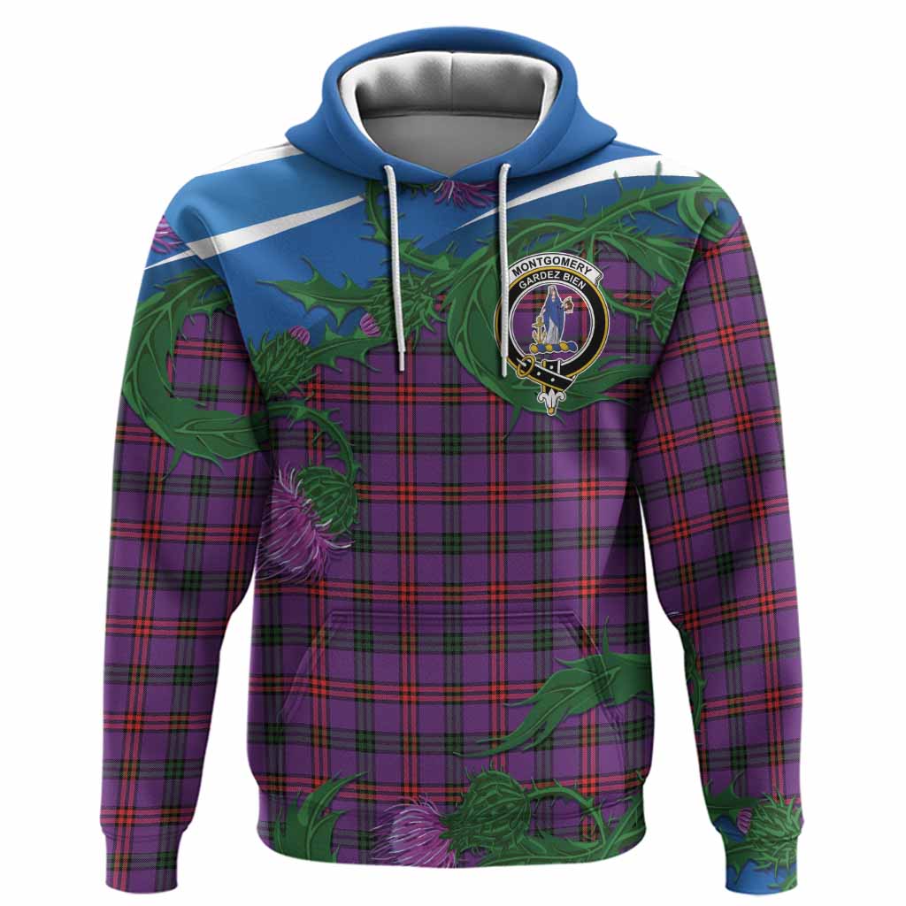 Montgomery Tartan Family Crest Hoodie Thistle in Minimalism